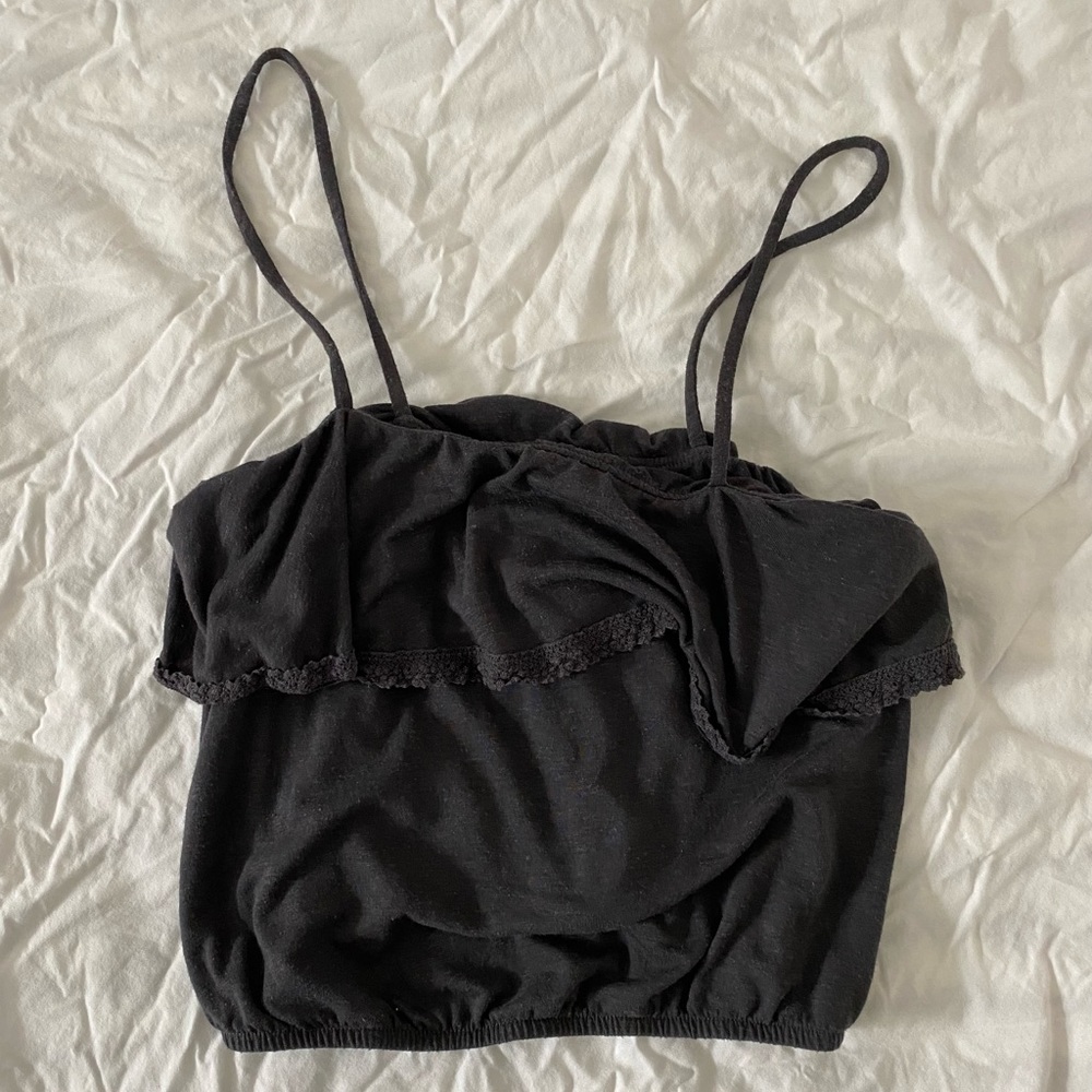american eagle dark gray cropped tank, size XS
